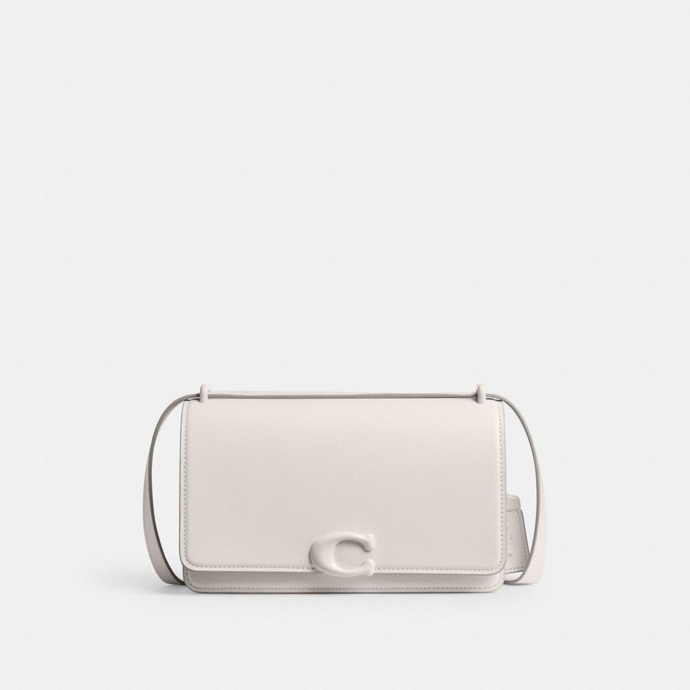 COACH®,BANDIT SHOULDER BAG,Refined Calf Leather,Small,Silver/Chalk,Front View