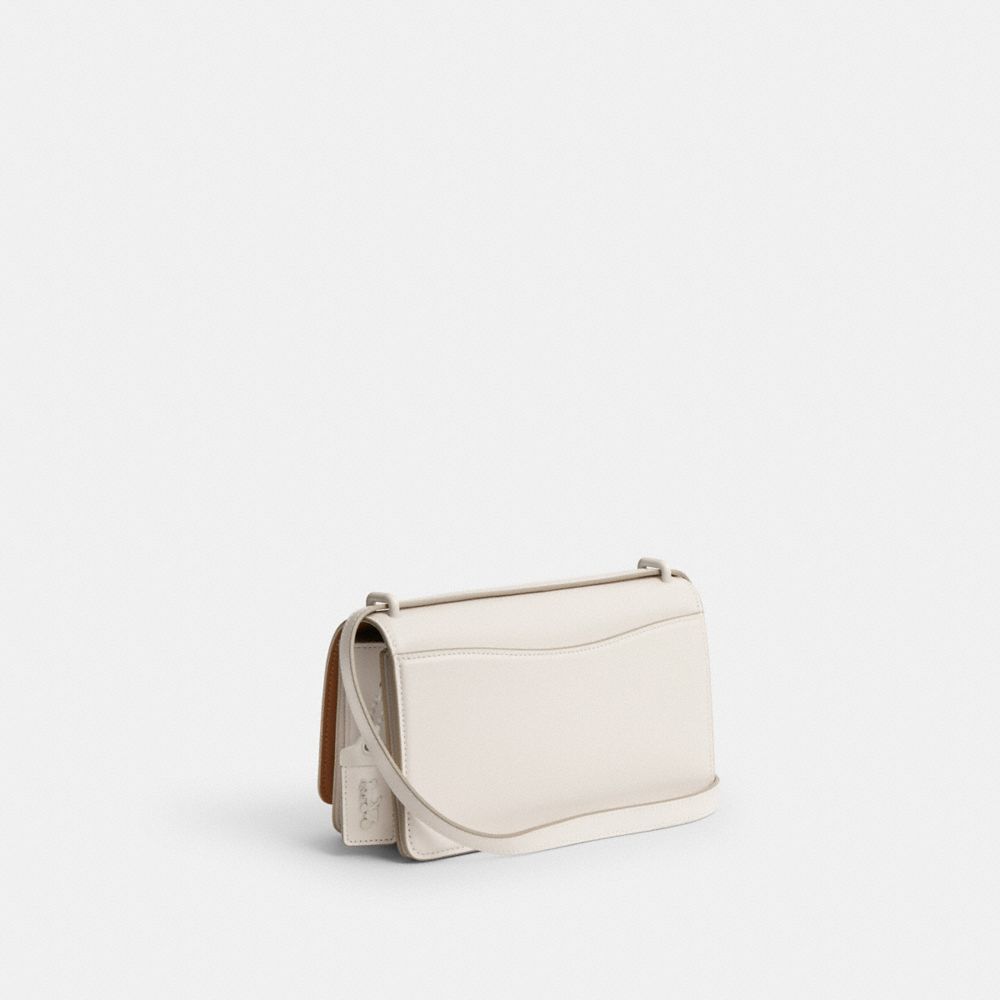 COACH®,BANDIT SHOULDER BAG,Refined Calf Leather,Mini,Silver/Chalk,Angle View