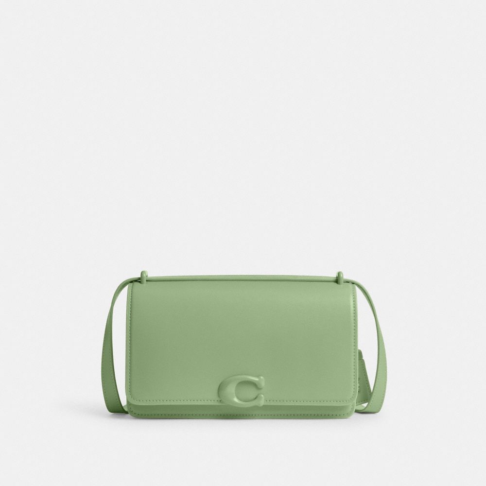 COACH®,Bandit Shoulder Bag,Leather,Shoulder Bag,Metal,Logo,Casual,Green,Front View