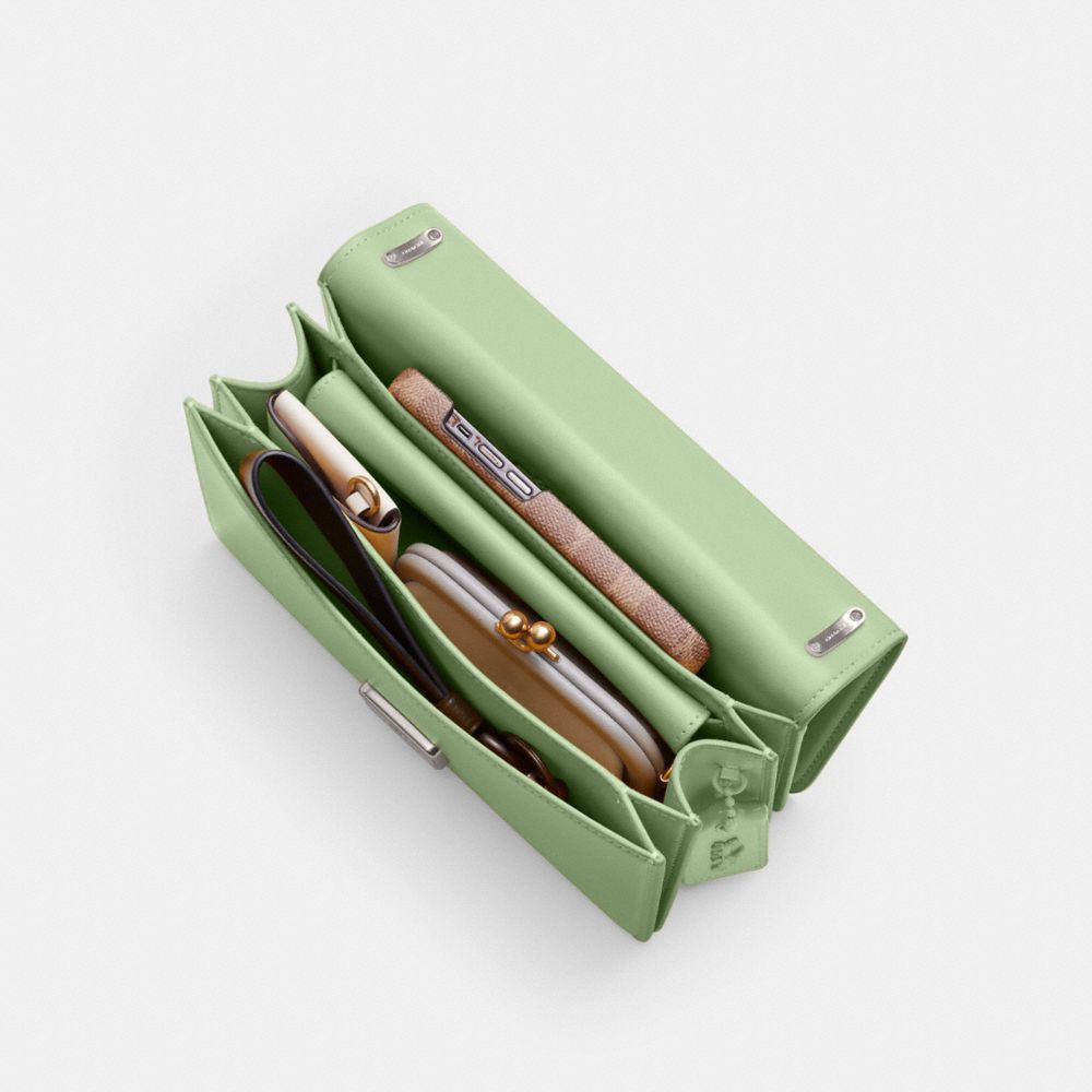 COACH®,Bandit Shoulder Bag,Leather,Shoulder Bag,Metal,Logo,Casual,Green,Inside View,Top View