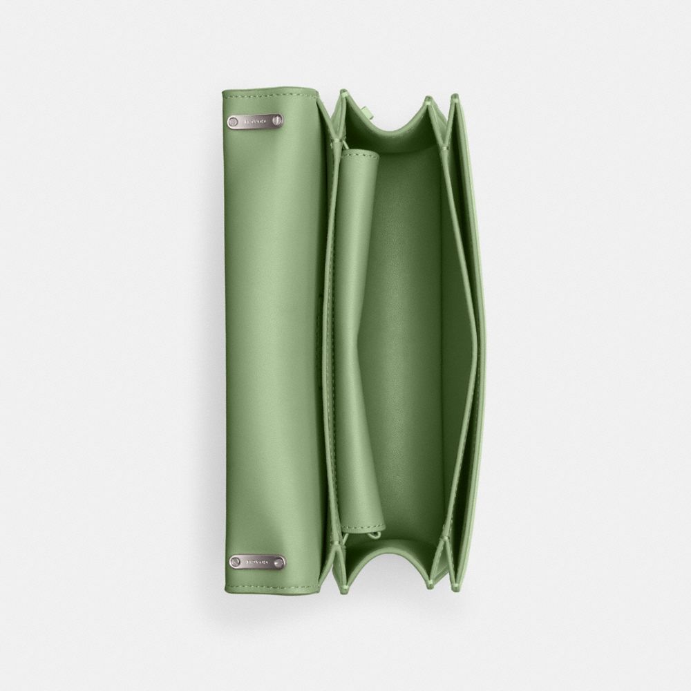 COACH®,Bandit Shoulder Bag,Leather,Shoulder Bag,Metal,Logo,Casual,Green,Inside View,Top View