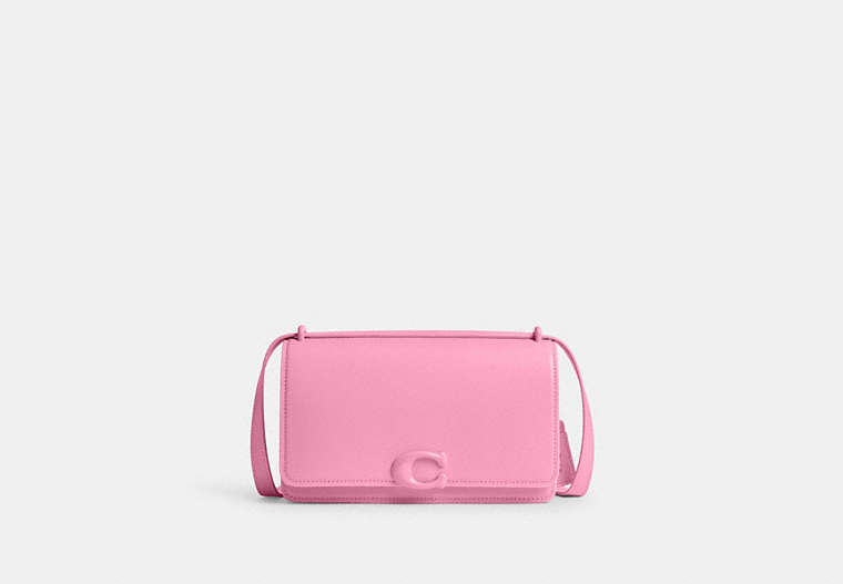 COACH®,BANDIT SHOULDER BAG,Refined Calf Leather,Mini,Silver/Vivid Pink,Front View