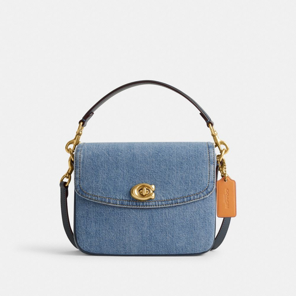 COACH®,CASSIE CROSSBODY BAG 19,Denim,Medium,Brass/Indigo,Front View image number 0