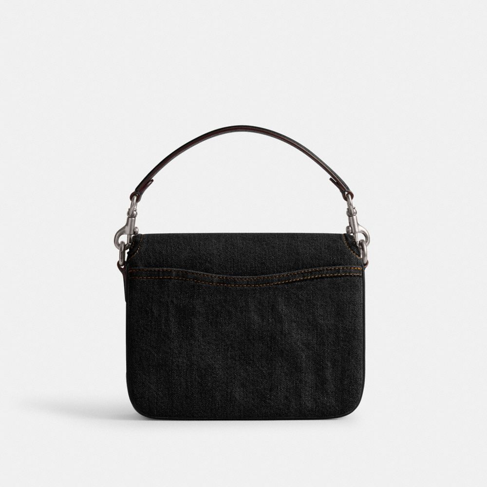 COACH®,SAC BANDOULIÈRE CASSIE 19,Denim,Argent/Noir,Back View