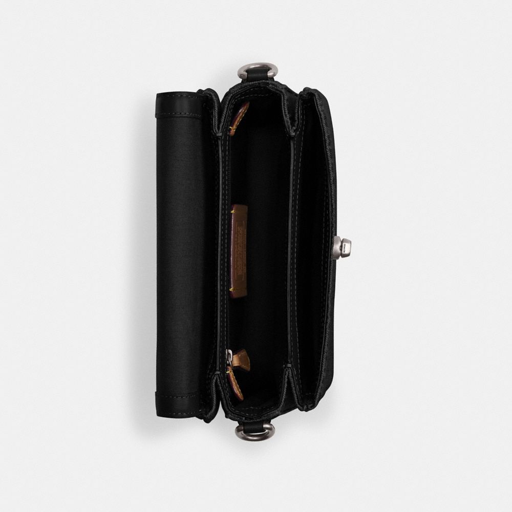 COACH®,Cassie Crossbody Bag 19,Cotton,Calfskin Leather,Denim,Crossbody,Logo,Metal,Embossed,Sustainable,Compact,Brass,Day P...,,Inside View,Top View