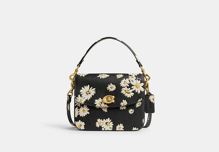 COACH®,CASSIE CROSSBODY BAG 19 WITH FLORAL PRINT,Medium,Brass/Black Multi,Front View