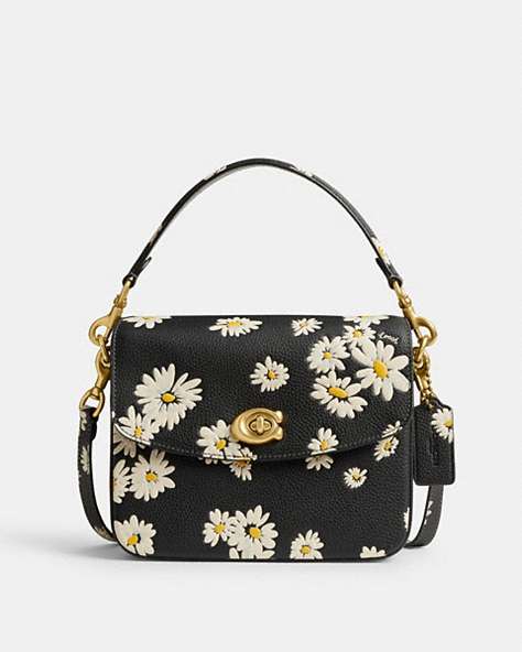 COACH®,CASSIE CROSSBODY 19 WITH FLORAL PRINT,Medium,Brass/Black Multi,Front View