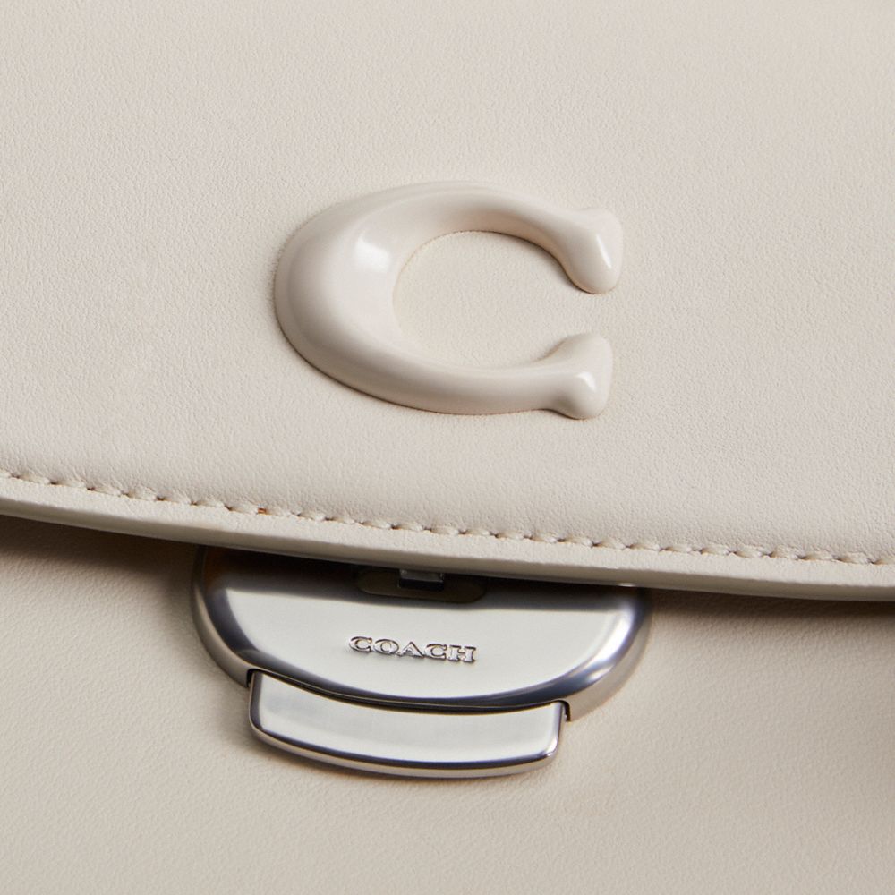 COACH®,Emmy Saddle Bag 23,Leather,Shoulder Bag,Logo,Compact,Casual,Cream,Closer View