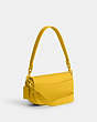 COACH®,EMMY SADDLE BAG 23,Glovetanned Leather,Mini,Silver/Canary,Angle View