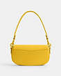 COACH®,EMMY SADDLE BAG 23,Glovetanned Leather,Mini,Silver/Canary,Back View