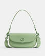 COACH®,EMMY SADDLE BAG 23,Glovetanned Leather,Mini,Silver/Pale Pistachio,Front View