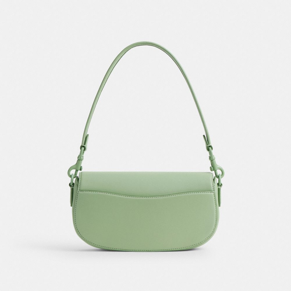 COACH®,Emmy Saddle Bag 23,Leather,Shoulder Bag,Logo,Compact,Casual,Green,Back View