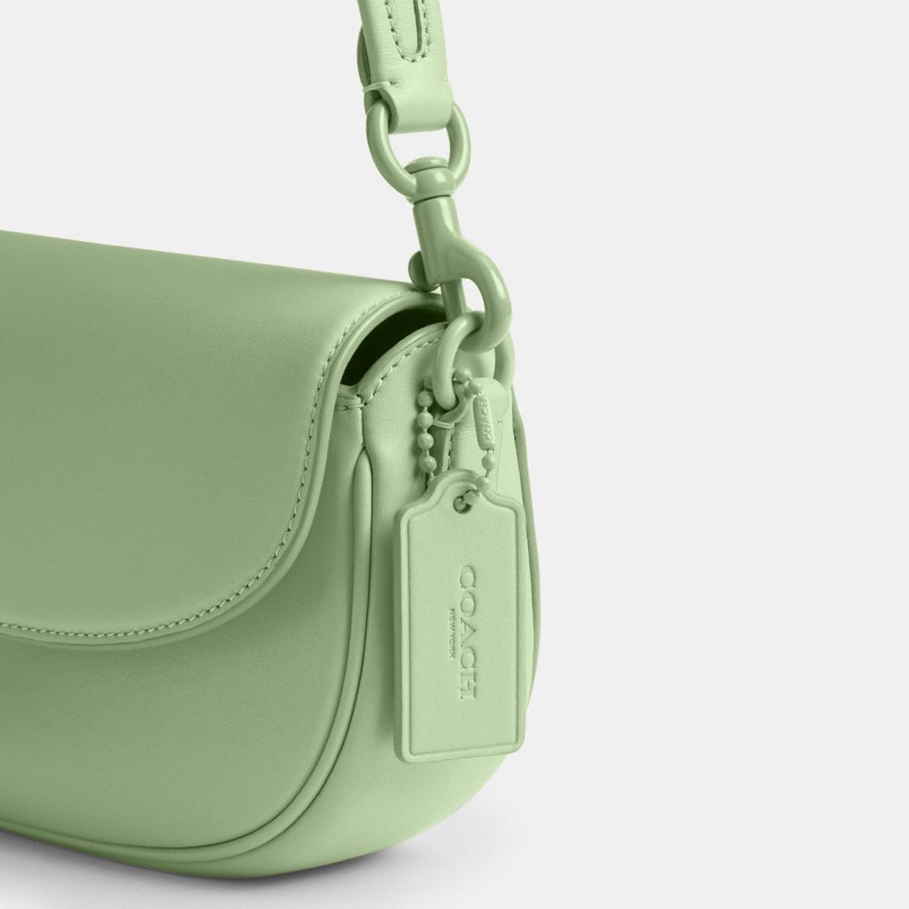 COACH®,Emmy Saddle Bag 23,Leather,Shoulder Bag,Logo,Compact,Casual,Green,Closer View