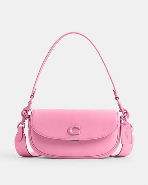 COACH®,EMMY SADDLE BAG 23,Silver/Vivid Pink,Front View