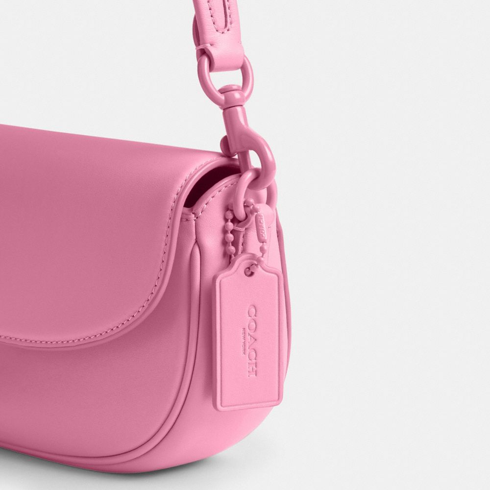COACH®,Emmy Saddle Bag 23,Leather,Shoulder Bag,Logo,Compact,Casual,Pink,Closer View