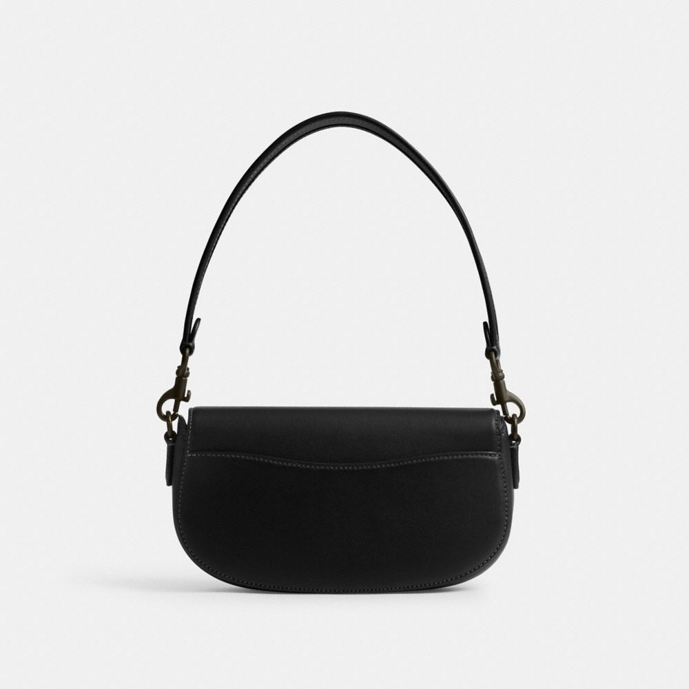 COACH®,Emmy Saddle Bag 23,Leather,Shoulder Bag,Logo,Casual,Black,Back View