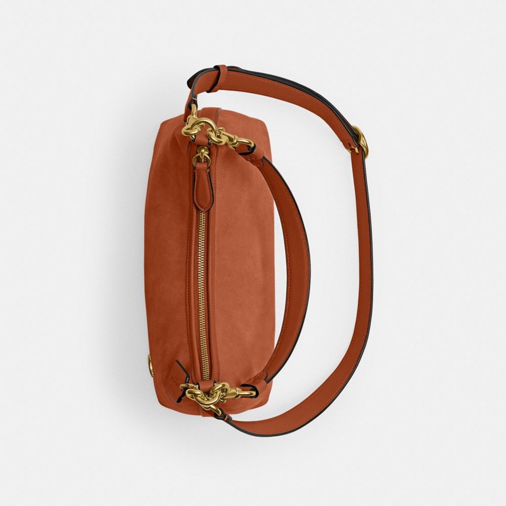 COACH®,Juliet Shoulder Bag,Leather,Velvet,Suede,Shoulder Bag,Logo,Metal,Embossed,Casual,Brown