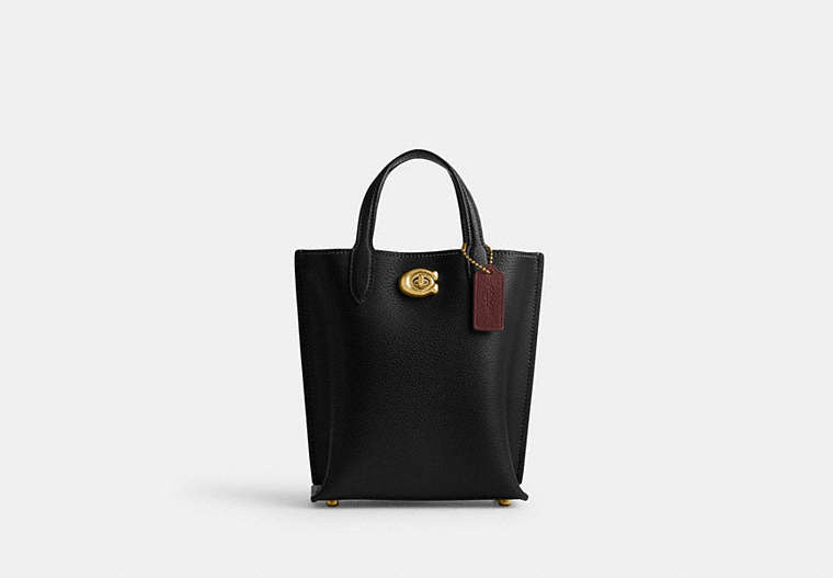 COACH®,WILLOW TOTE 16,Small,Brass/Black,Front View image number 0