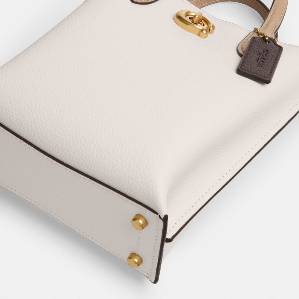 COACH®,Willow Tote 16 In Colorblock,Leather,Tote,Metal,Embossed,Logo,Lightweight Spacer Fabric,Casual,White,Outsole View