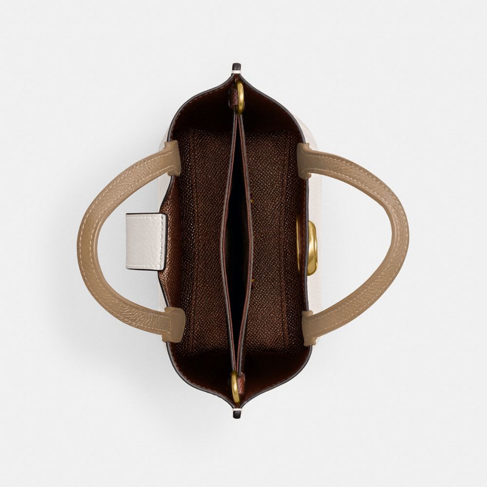 COACH®,Willow Tote 16 In Colorblock,Leather,Tote,Metal,Embossed,Logo,Lightweight Spacer Fabric,Casual,White,Inside View,Top View
