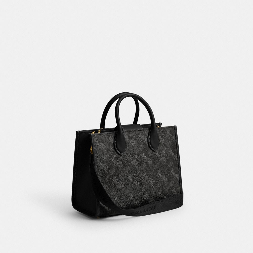 COACH®,Ace Tote Bag 26 With Horse And Carriage Print,Leather,Canvas,Tote,Color Block,Piping,Casual,,Angle View