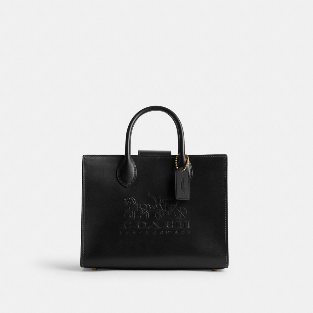 COACH®,ACE TOTE BAG 26,Medium,Brass/Black,Front View image number 0