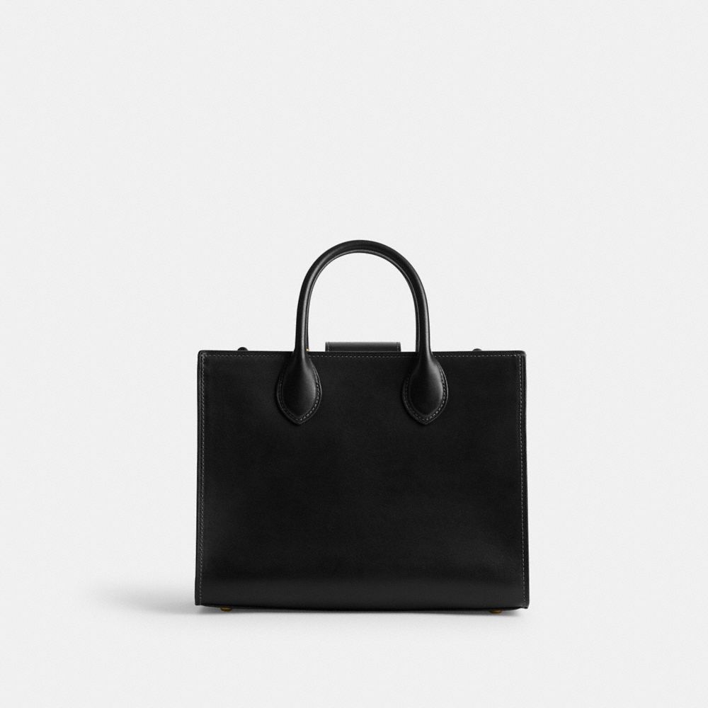 COACH®,Ace Tote Bag 26,Leather,Tote,No Embellishment,Work,Black,Back View
