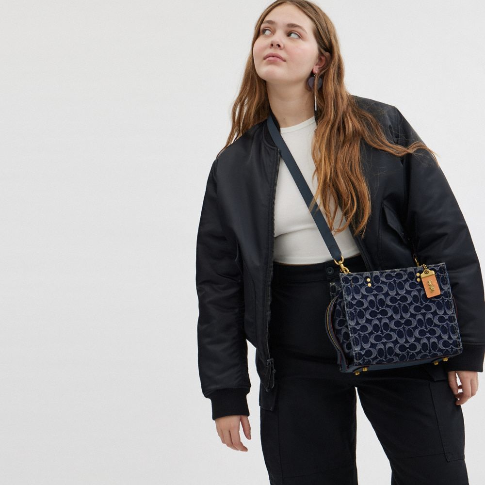 COACH®,Rogue Bag 25 In Signature Denim,Denim,Cotton,Satchel,Studded,Day Party,