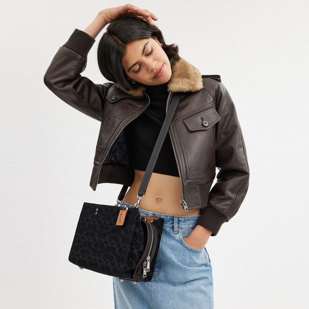 COACH®,Rogue Bag 25 In Signature Denim,Denim,Cotton,Satchel,Studded,Day Party,