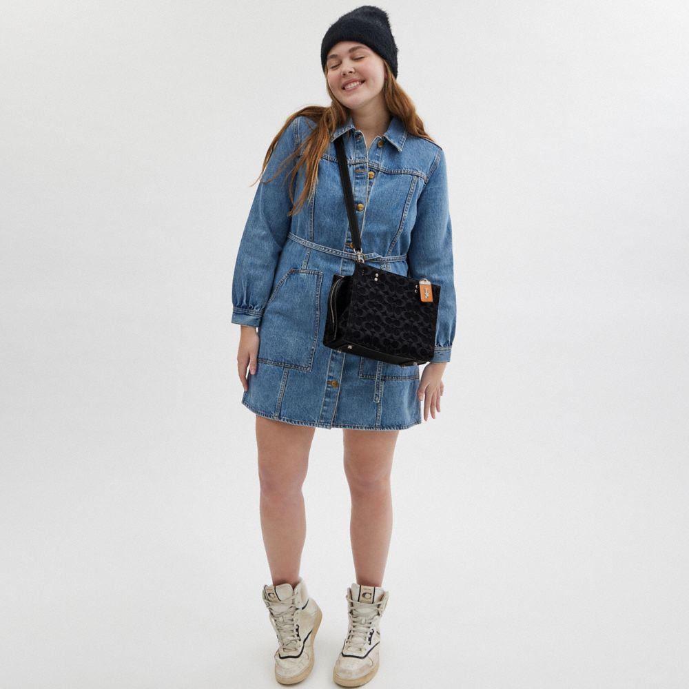 COACH®,Rogue Bag 25 In Signature Denim,Denim,Cotton,Satchel,Studded,Day Party,