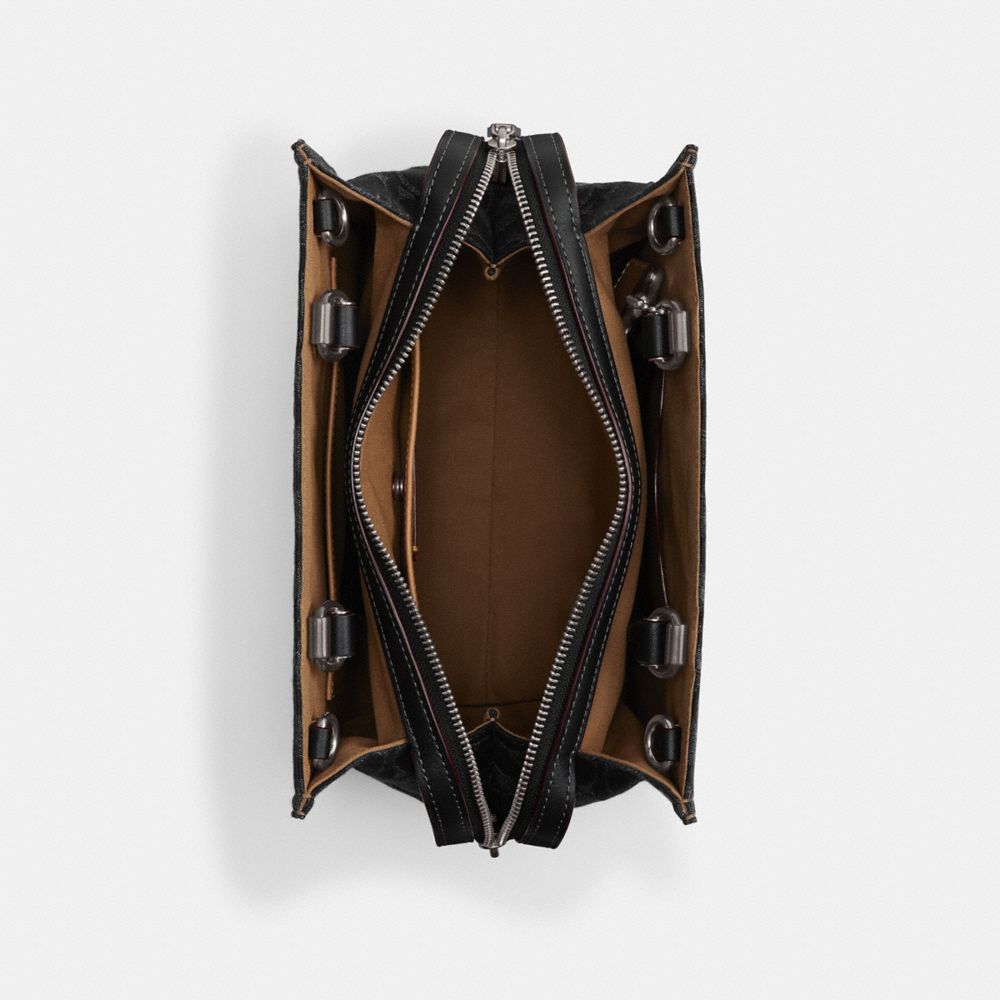 COACH®,Rogue Bag 25 In Signature Denim,Denim,Cotton,Satchel,Studded,Day Party,,Inside View,Top View
