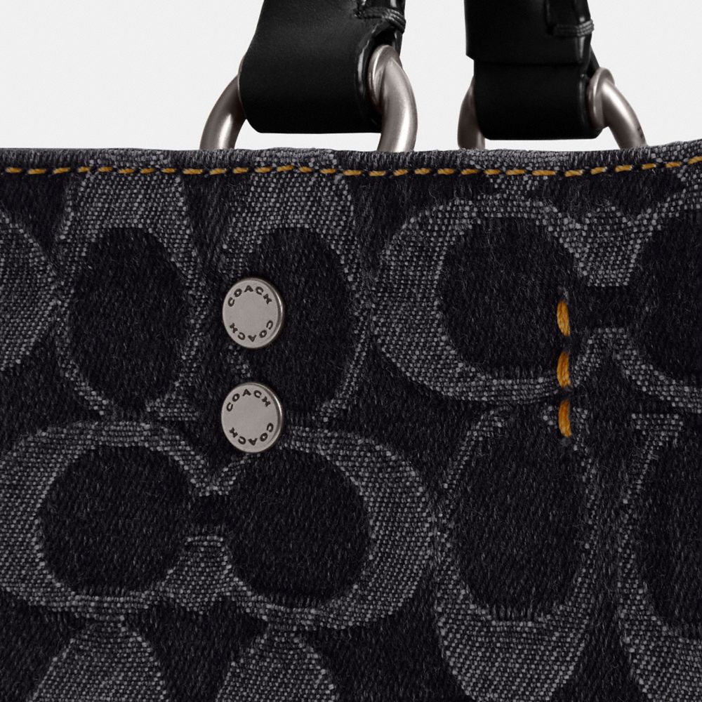 COACH®,Rogue Bag 25 In Signature Denim,Denim,Cotton,Satchel,Studded,Day Party,,Closer View
