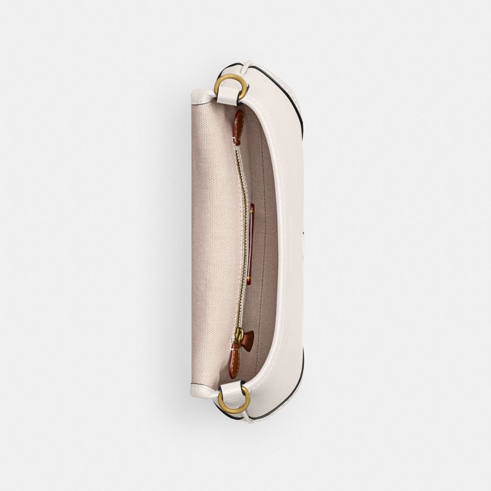 COACH®,Soho Flap Bag In Regenerative Leather,Leather,Shoulder Bag,Embossed,Stitching,Logo,Day Party,White,Inside View,Top View