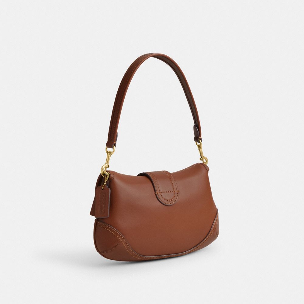 COACH®,SOHO BAG IN REGENERATIVE LEATHER,Medium,Brass/1941 Saddle,Angle View