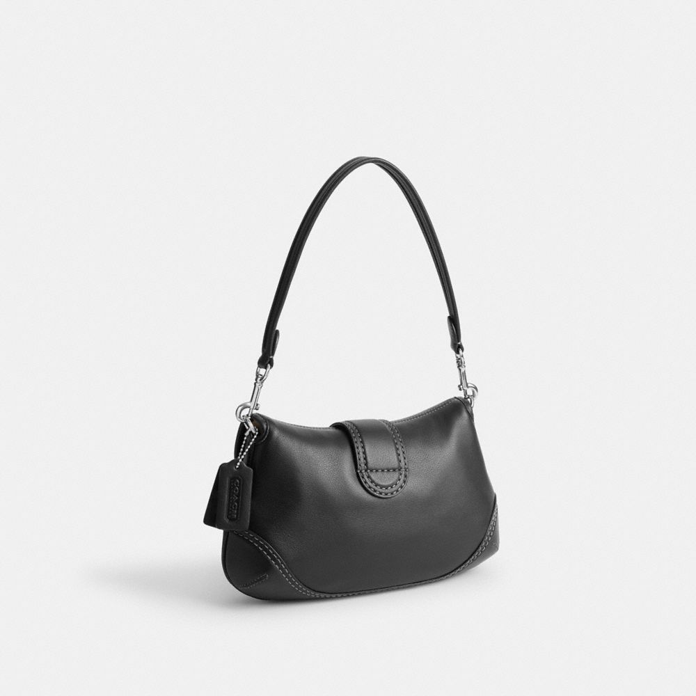 COACH®,SOHO BAG IN REGENERATIVE LEATHER,Medium,Silver/Black,Angle View