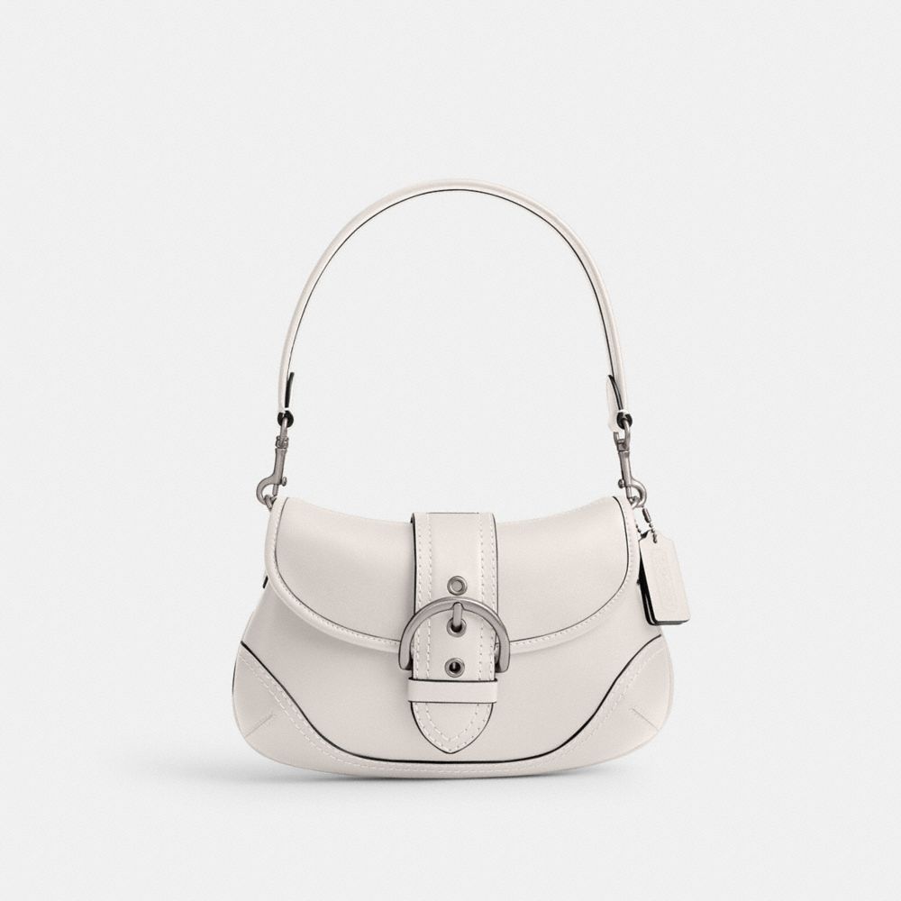 COACH®,SOHO BAG IN REGENERATIVE LEATHER,Medium,Silver/Chalk,Front View image number 0