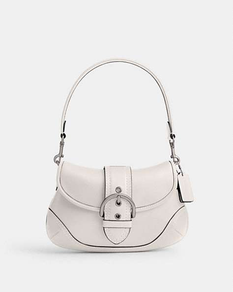 COACH®,SOHO BAG IN REGENERATIVE LEATHER,Medium,Silver/Chalk,Front View