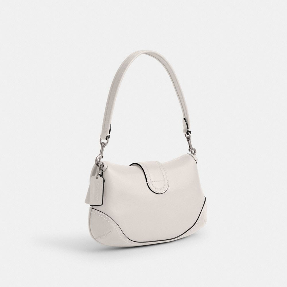 COACH®,SOHO BAG IN REGENERATIVE LEATHER,Medium,Silver/Chalk,Angle View