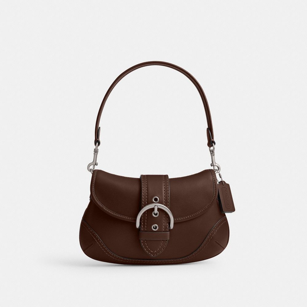 COACH®,SOHO BAG IN REGENERATIVE LEATHER,Medium,Silver/Maple,Front View