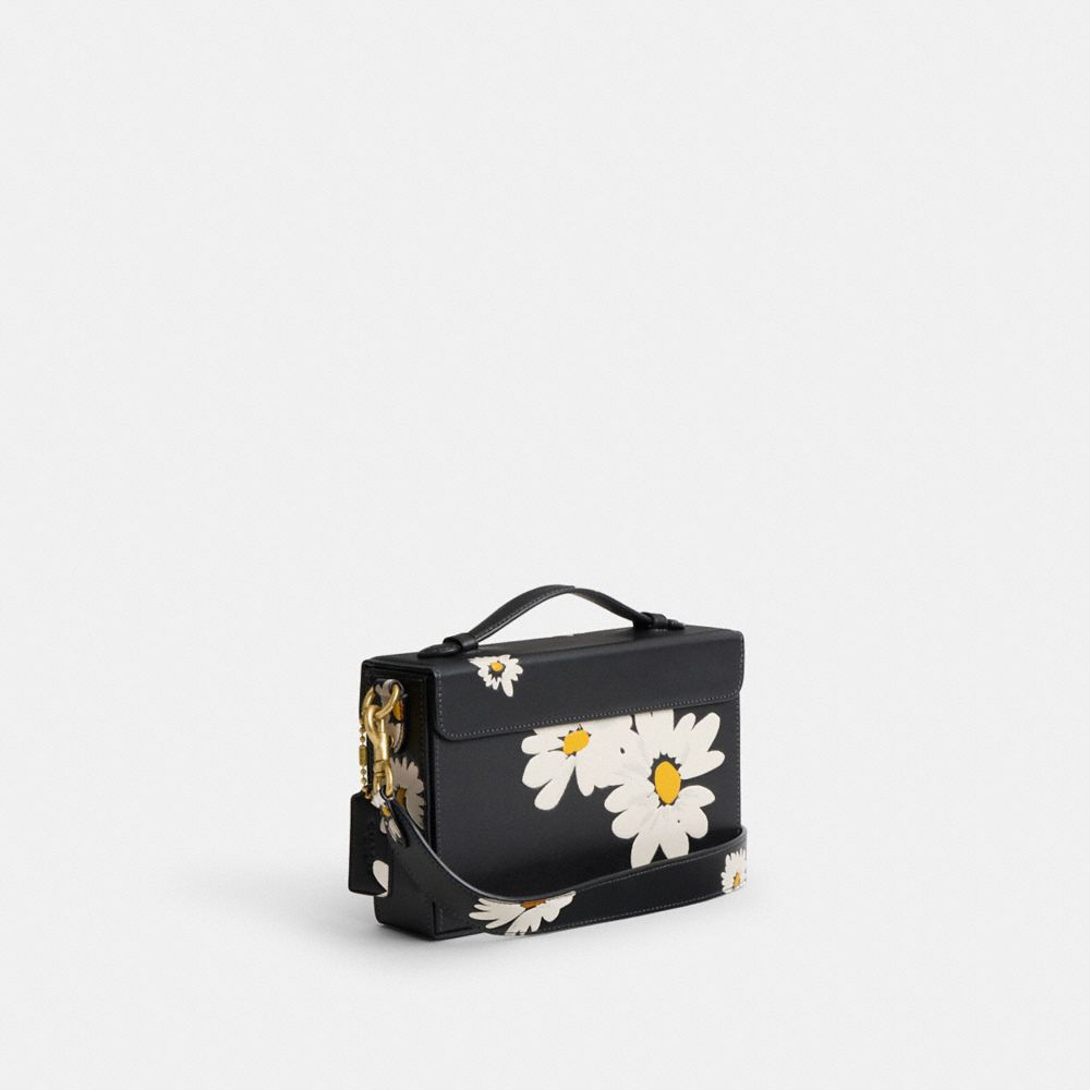 COACH®,TABBY BOX BAG WITH FLORAL PRINT,Glovetanned Leather,Small,Brass/Black Multi,Angle View