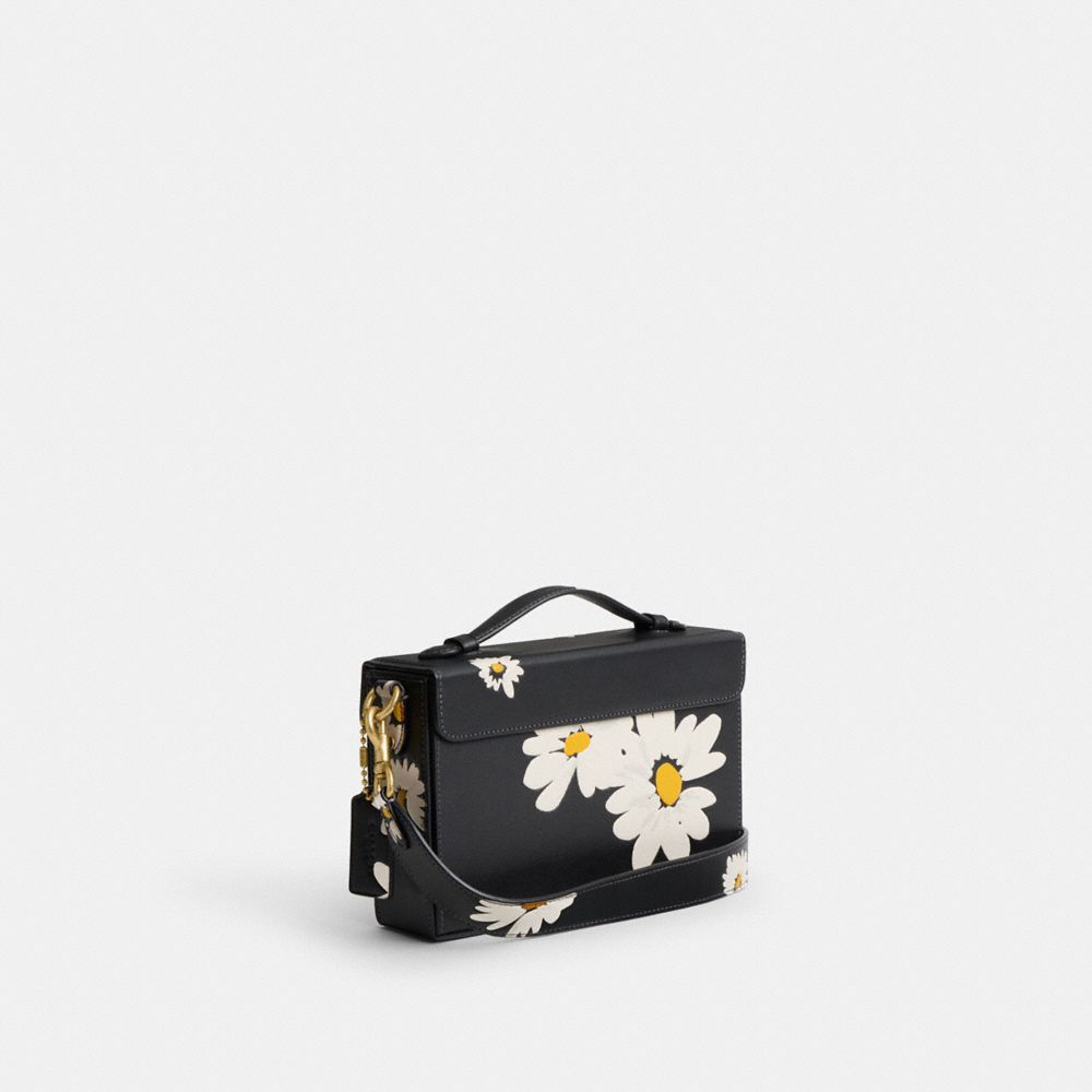 COACH®,Tabby Box Bag With Floral Print,Leather,Lining Lining Fabric Content,Crossbody,Wristlet,Embossed,Logo,Metal,Expanda...,Black,Angle View