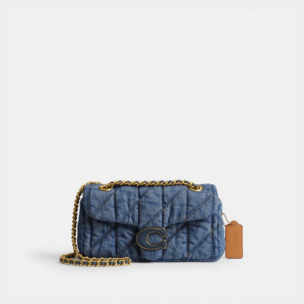 COACH®,TABBY SHOULDER BAG 20 WITH QUILTING,Denim,Small,Brass/Indigo,Front View image number 0