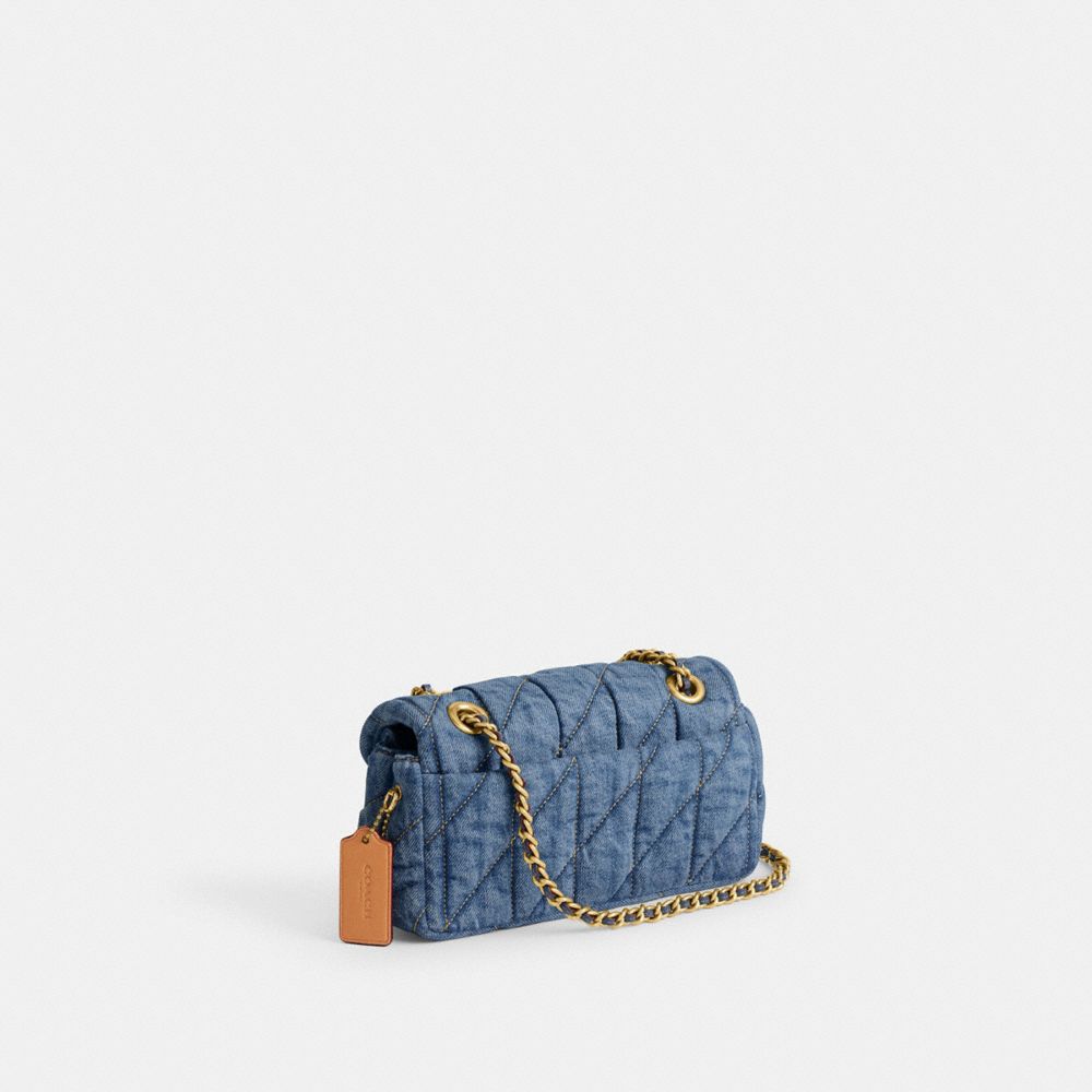 COACH®,SAC PORTÉ-ÉPAULE TABBY 20 MATELASSÉ,Denim,Laiton/Indigo,Angle View