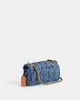 COACH®,TABBY SHOULDER BAG 20 WITH QUILTING,Denim,Small,Brass/Indigo,Angle View