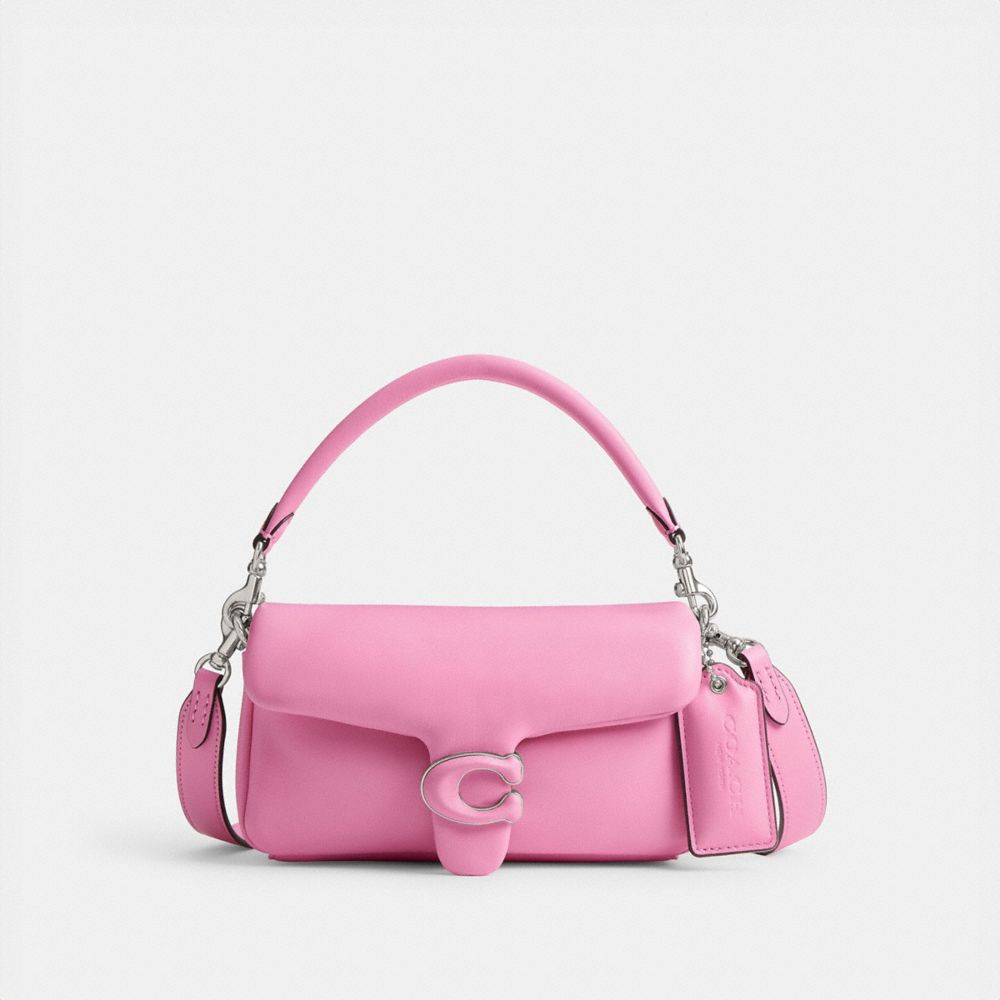 COACH®,PORTÉ-ÉPAULE PILLOW TABBY 20,Cuir nappa,Argent/Rose vif,Front View