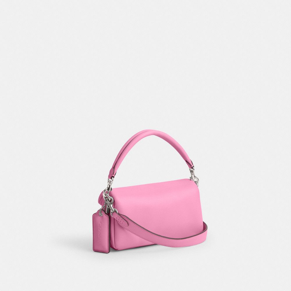 COACH®,PORTÉ-ÉPAULE PILLOW TABBY 20,Cuir nappa,Argent/Rose vif,Angle View