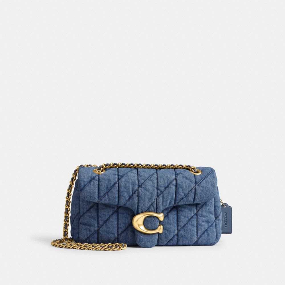 Coach Tabby 20 Quilted Denim Shoulder Bag In Brass/indigo