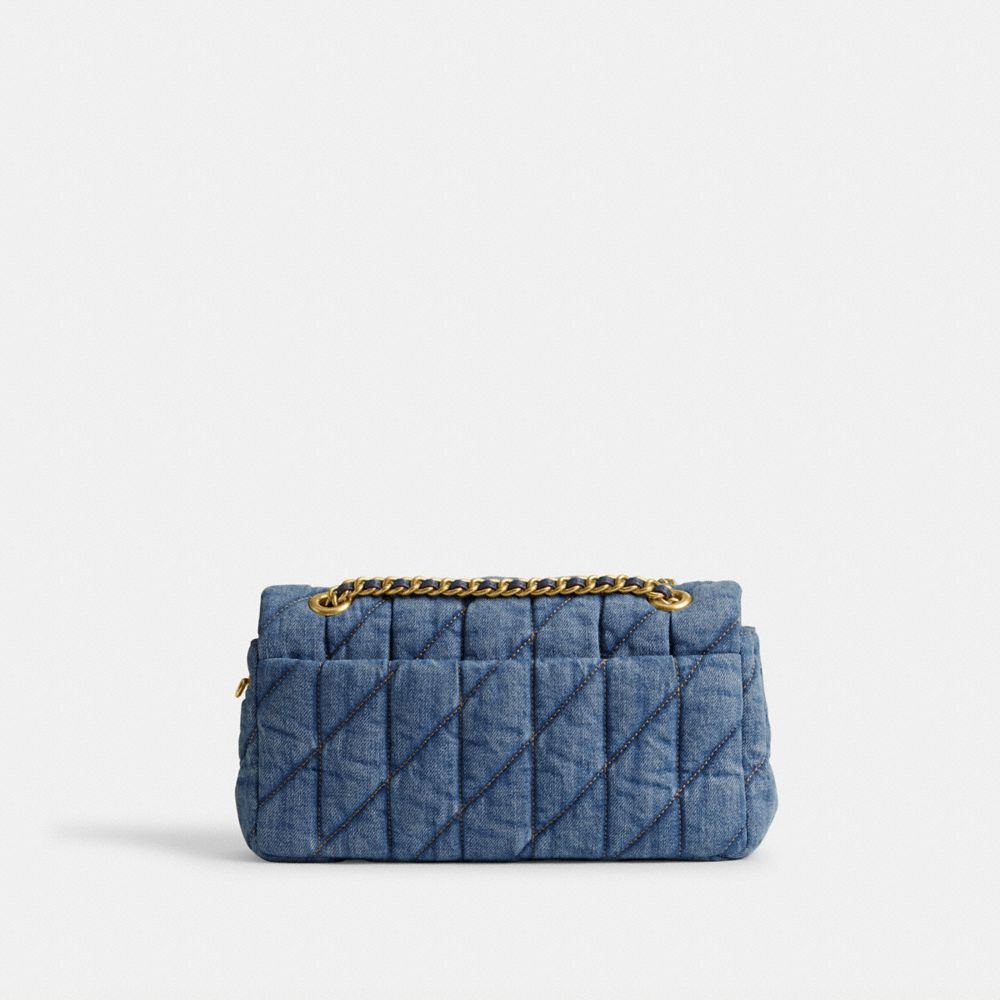 Coach Tabby 20 Quilted Denim Shoulder Bag In Brass/indigo