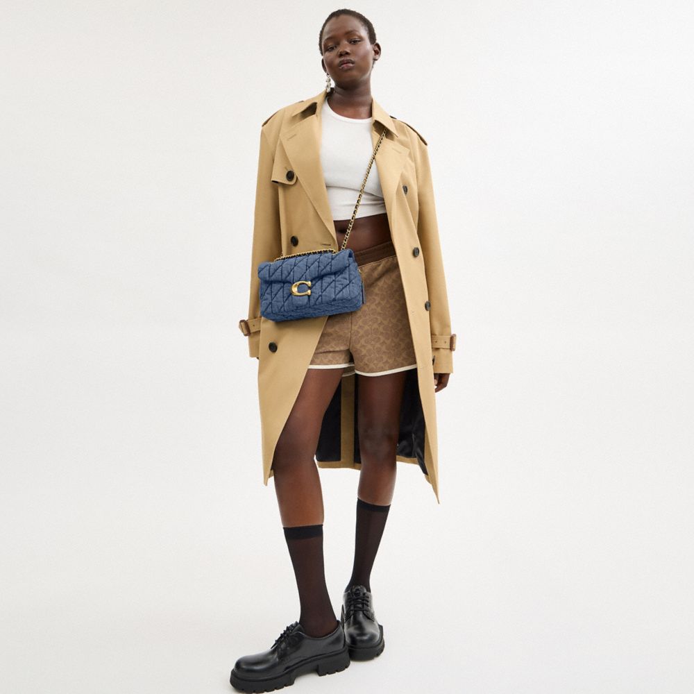 Coach Tabby 20 Quilted Denim Shoulder Bag In Brass/indigo
