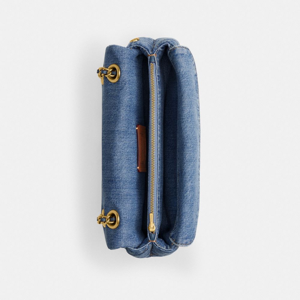 Coach Tabby 20 Quilted Denim Shoulder Bag In Brass/indigo